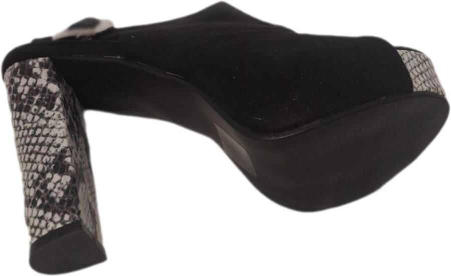 Super Me 364 BLACK OPEN PUMP MET PLATEUZOOL EN SNAKE HAK IN