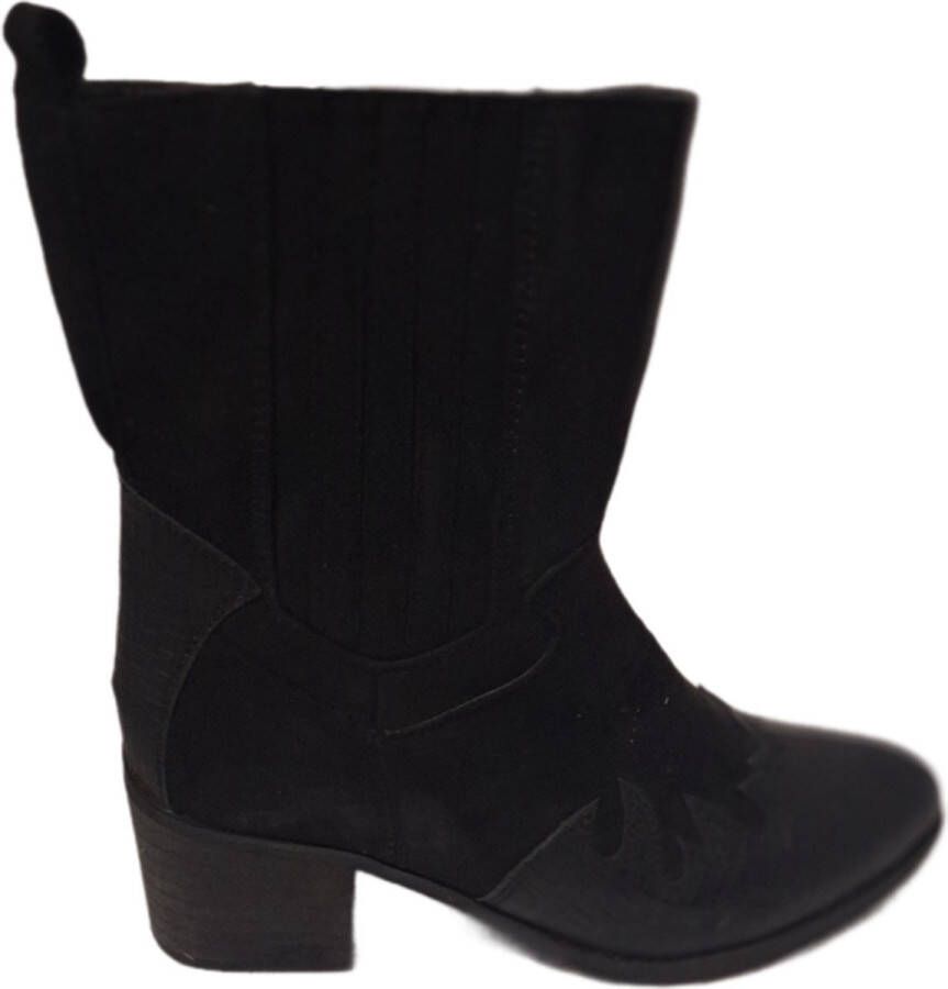 Lucky Shoes SUPER ME -COW BOOTS-BLACK-SUEDELOOK- HAK