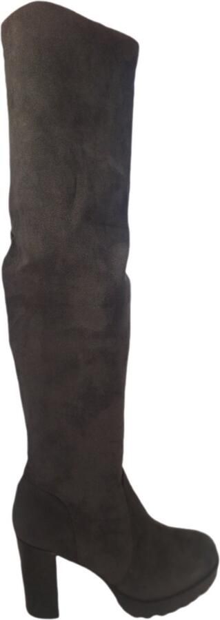 Super Me SUEDE LAARS IN GREY IMITATIE SUEDE MET HAK VAN CIRCA