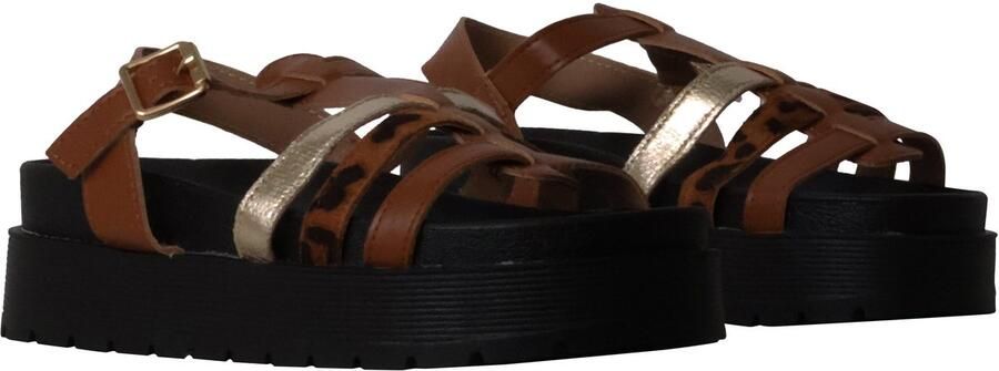 Super Mode Sandaal 'Flache Riemchensandalen von Joalice Paris' bruin