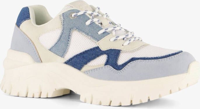 Supercracks dames dad sneakers wit denim Uitneembare zool