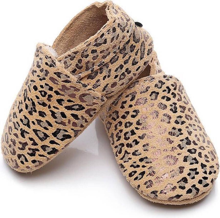 Supercute Dierenprint metalliek sloffen Meisjes Sloffen Luipaardprint Panterprint Suède sloffen Babyschoenen