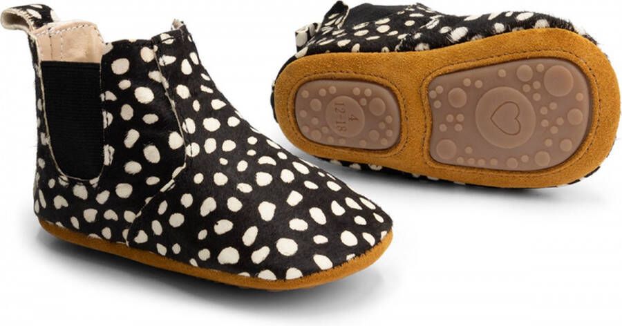 Supercute enkellaarsje Chelsea boots dierenprint zwart met stipjes print 12 18 maanden