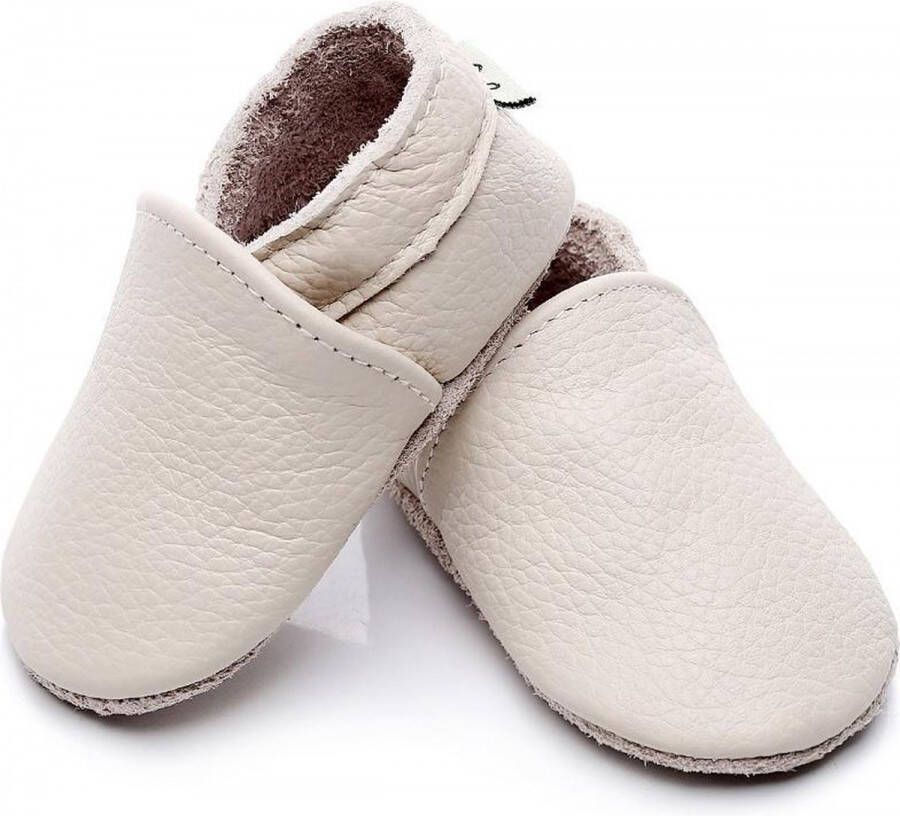 Supercute Leren baby sloffen Ecru 0 6 maanden Leer Babyschoenen Kraamkado Babyshower