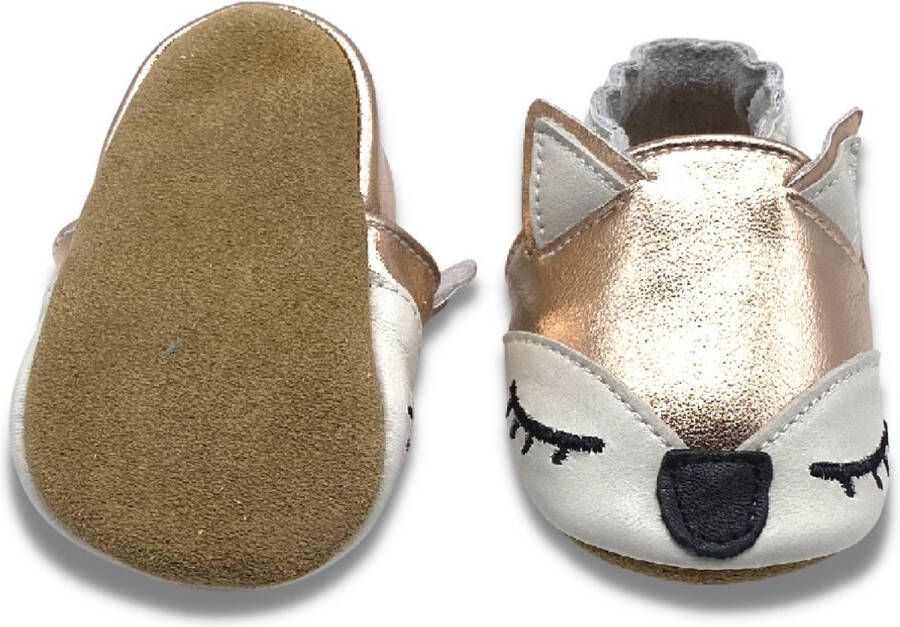 Supercute leren baby slofjes hertjes rosé 6 12 maanden leer kraamcadeau babyshower