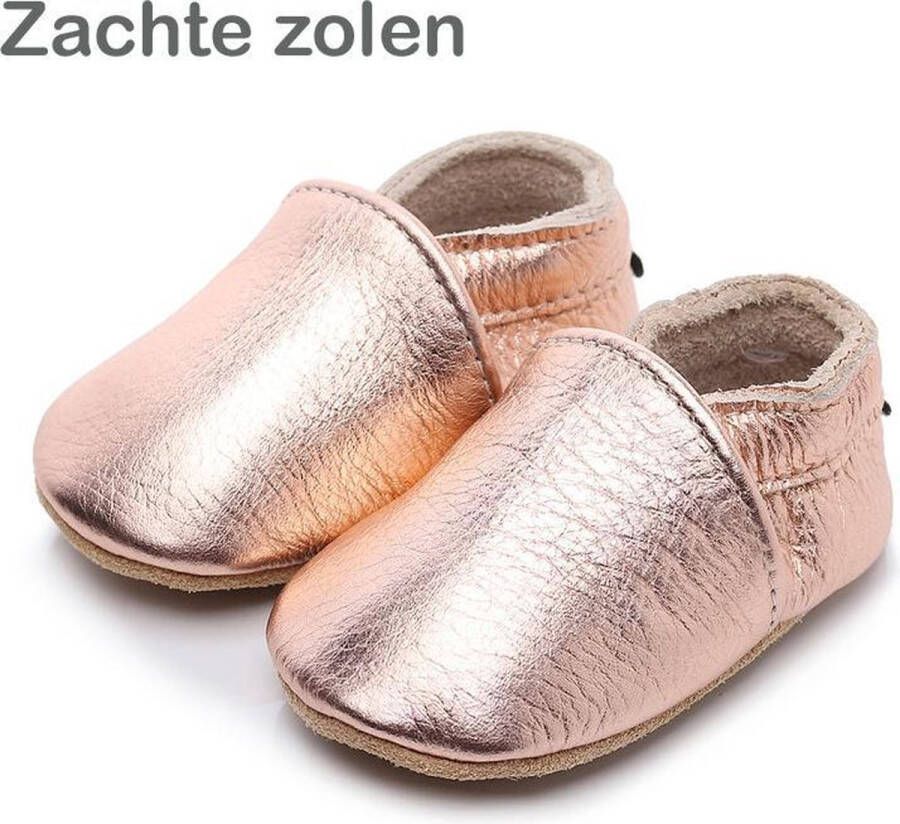 Supercute Leren Baby Slofjes Rosé 12 tot 18 maanden Leer Babyschoenen Meisje Kraamkado Babyshower Babysloffen