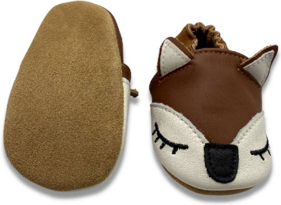 Supercute leren baby slofjes hertjes bruin 0 tot 6 maanden leer kraamcadeau babyshower