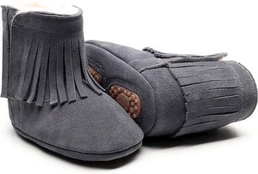 Supercute Suede grijs gevoerde baby laarsjes met franjes 12 -18 maanden - Foto 3