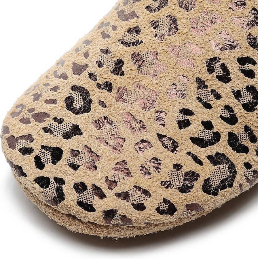 Supercute Leren Baby Slofjes Dierenprint 18 tot 24 Maanden Metaliek Leer Babyschoenen Meisje Kraamkado Babyshower