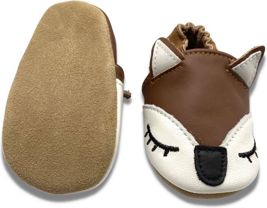 Supercute leren baby slofjes hertjes bruin 0 tot 6 maanden leer kraamcadeau babyshower