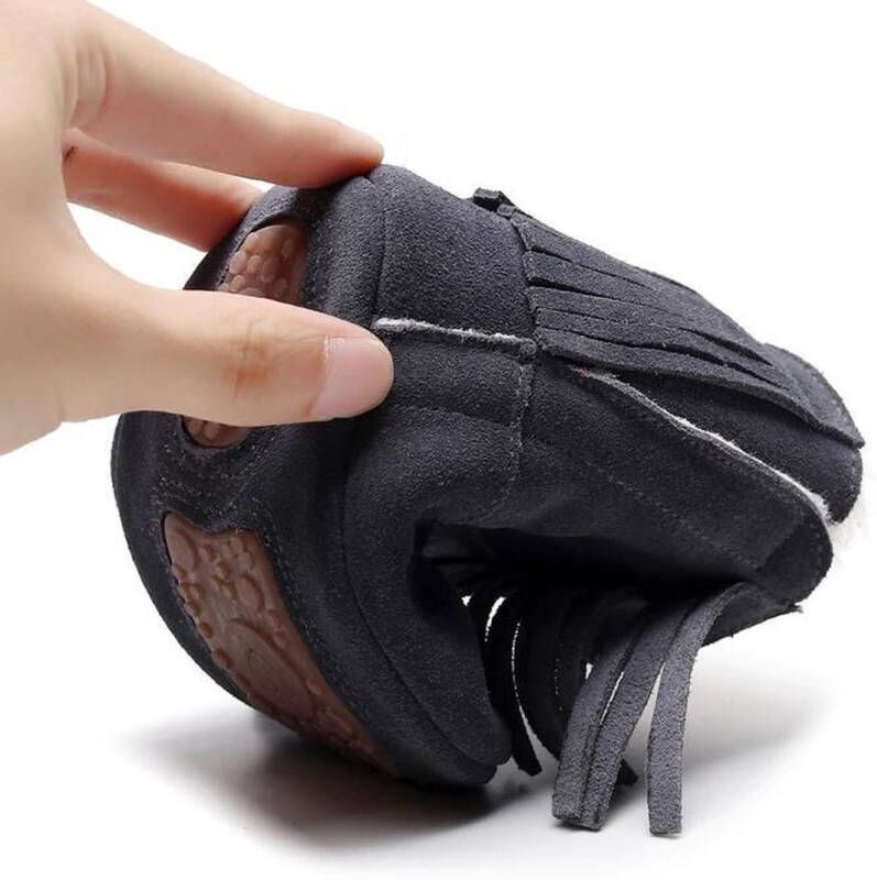 Supercute Suede grijs gevoerde baby laarsjes met franjes 12 -18 maanden - Foto 2