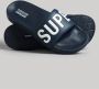 Superdry Code Core Vegan Pool Slide Heren Slippers Donkerblauw Wit - Thumbnail 1