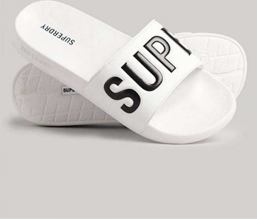 Superdry Sport Code Core Pool Slide badslippers kobaltblauw wit - Foto 3
