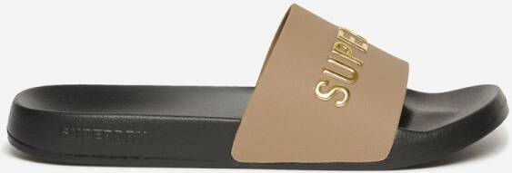Superdry Logo Vegan Pool Slippers Goud Vrouw