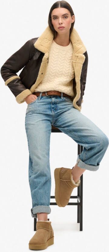 Superdry Suède Sherpa laarsjes met plateauzool Dames Laarzen