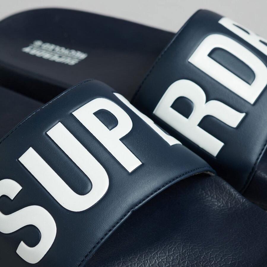 Superdry Code Core Vegan Pool Slide Heren Slippers Donkerblauw Wit - Foto 2