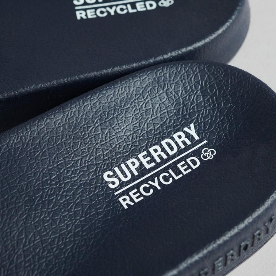 Superdry Code Core Vegan Pool Slide Heren Slippers Donkerblauw Wit - Foto 3