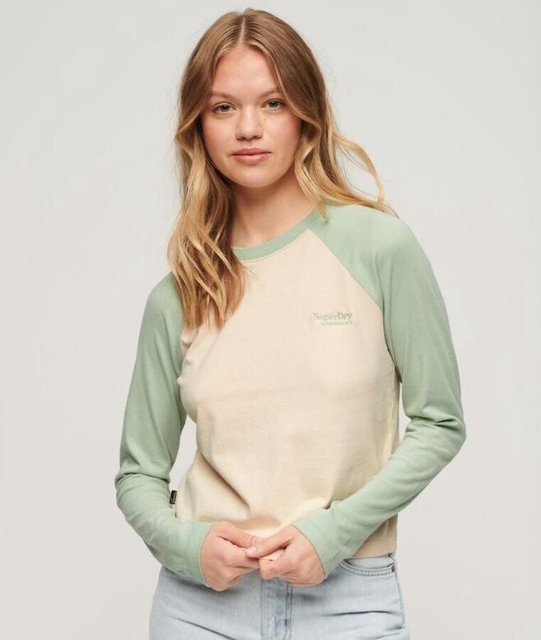 Superdry & Co ESSENTIAL LOGO BASEBALL Long sleeved top tapioca cream linen green - Foto 2