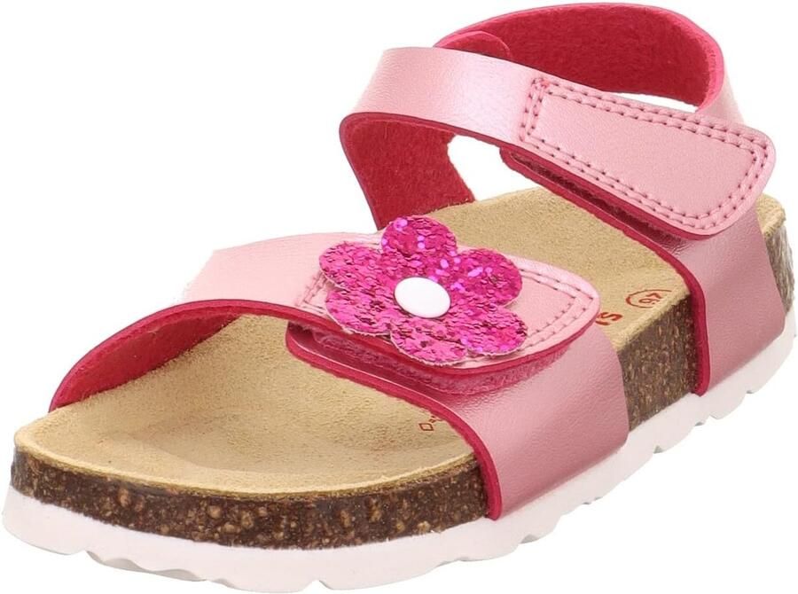Merkloze meisjes sandalen met kurken voetbed en klittenband
