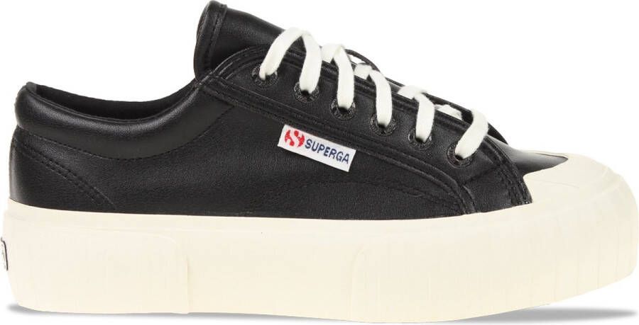 Superga 631 Stripe Platform Vegan Leather Zwart Dame