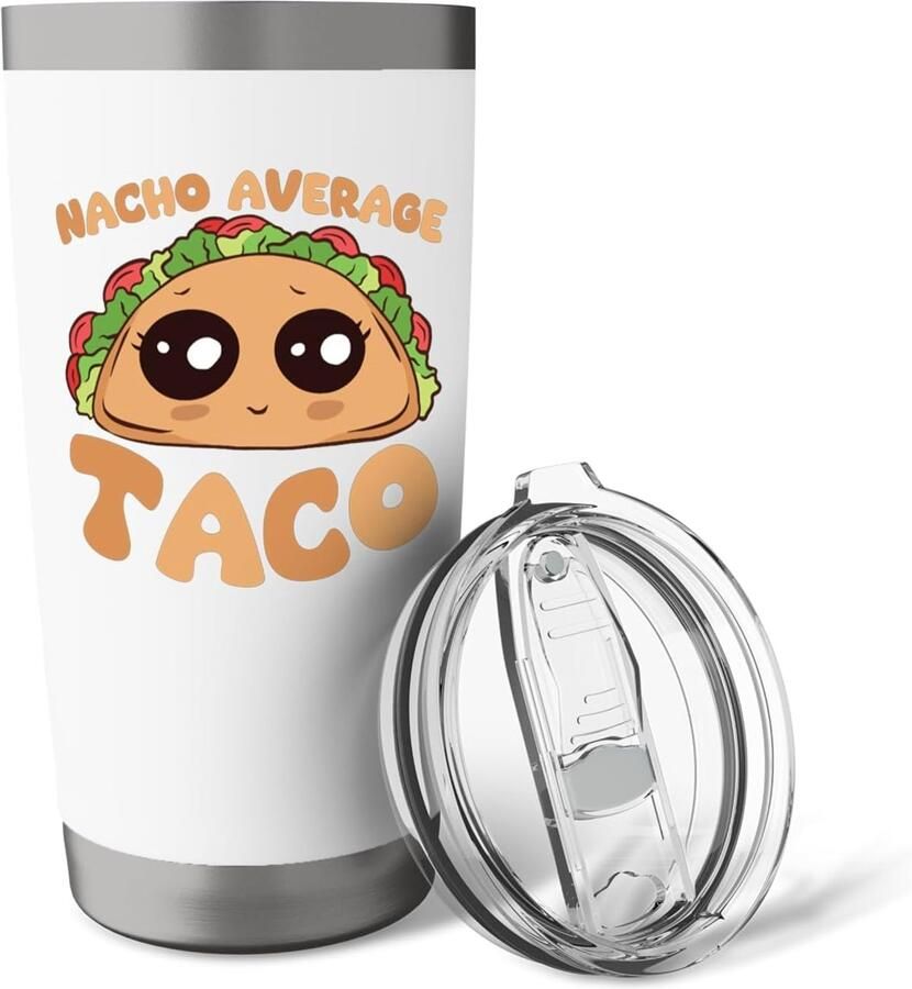 Taco-woordspel met grappig spreekwoord voor foodies dubbele wand roestvrijstalen thermosbeker