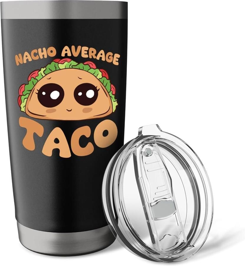 Taco-woordspel met grappig spreekwoord voor liefhebbers van eten dubbelwandige thermobeker