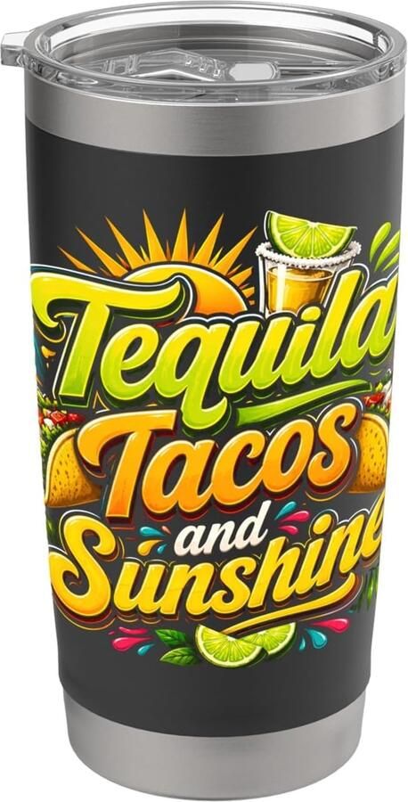 Tacos & Zonneschijn Grappige Mexicaanse Eten & Margarita Dubbelwandige Thermobeker