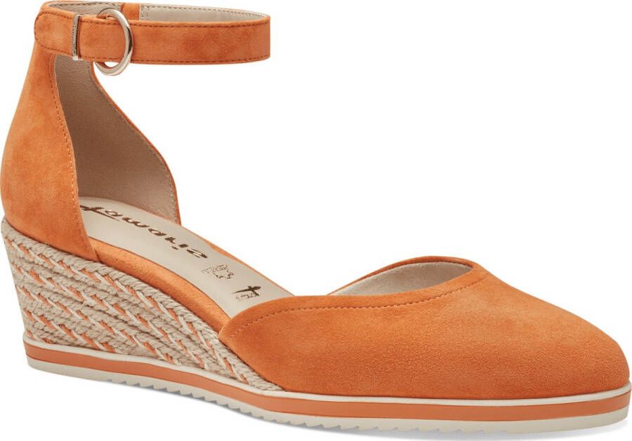 Tamaris Pumps met sleehak instapschoen riemzandan met modieuze jute-afwerking
