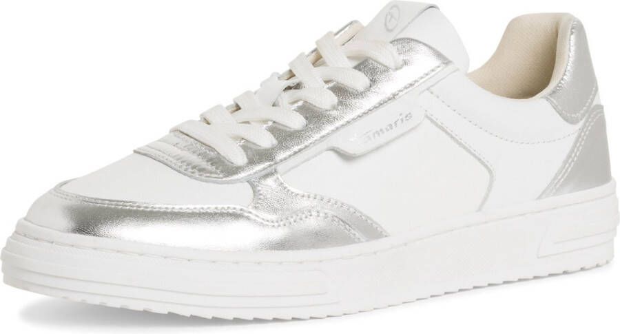Tamaris 1-23617-42 941 Dames Lage Sneaker Damesschoenen M2361742 Wit Zilver
