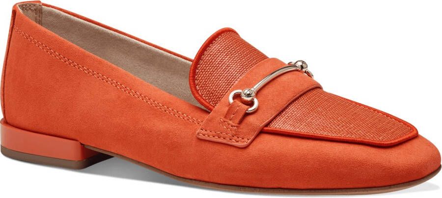 Tamaris Stijlvolle Oranje Suède Loafers met Leren Voetbed Orange Dames