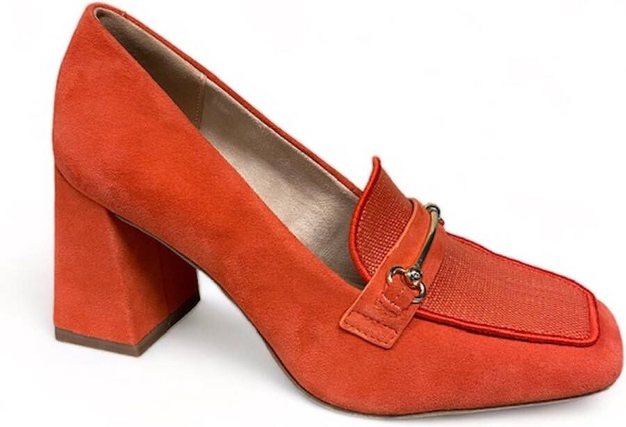 Tamaris Trendy Oranje Suède Pump met Zilveren Detail Orange Dames