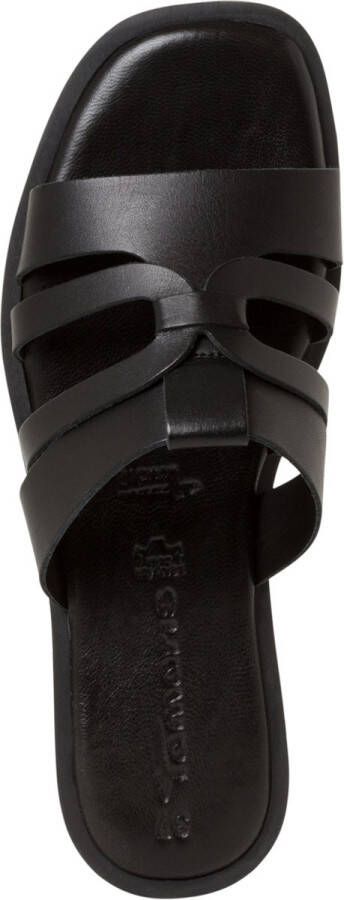 Tamaris Zwarte Leren Slippers Black Dames