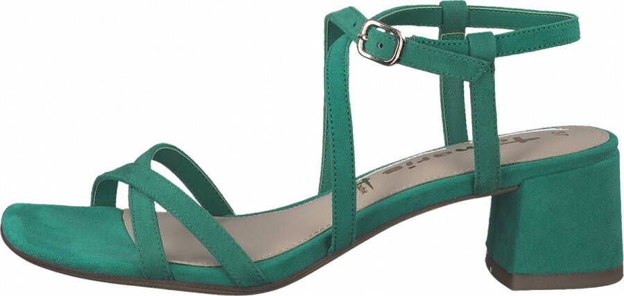 Tamaris Sandalen met hak groen Textiel Dames