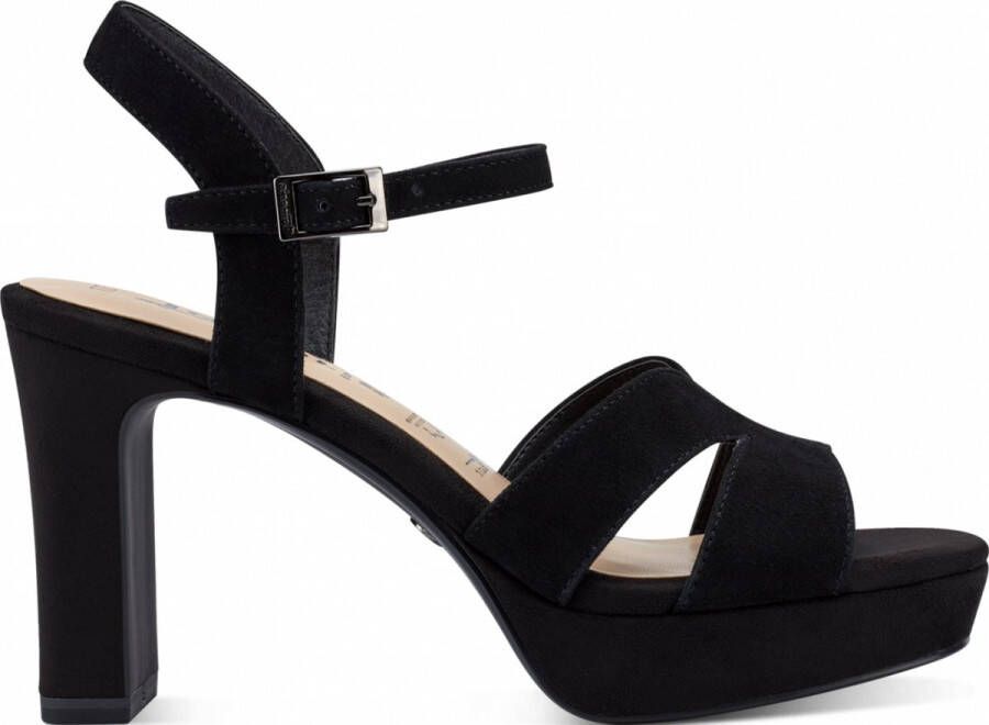 Tamaris Zwarte Suède Sandalette met Enkelbandje Black Dames