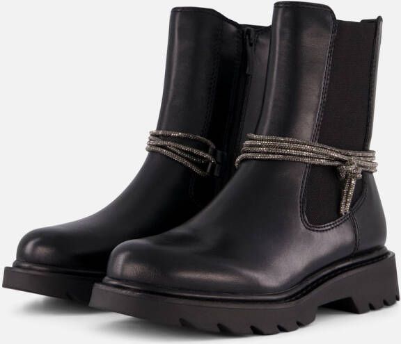 Tamaris Chelsea-boots blokhak enkellaars versierd met fonkelende banden