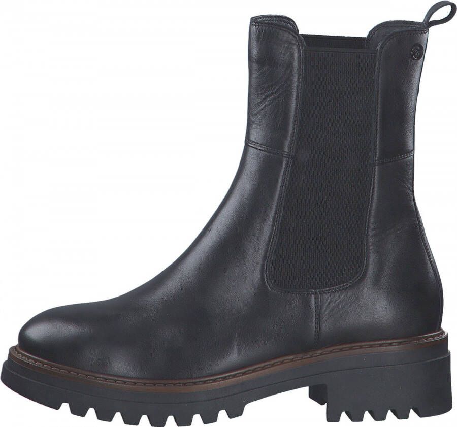 Tamaris Stijlvolle zwarte leren Chelsea boots