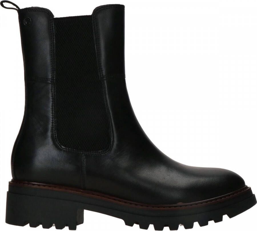 Tamaris Stijlvolle zwarte leren Chelsea boots