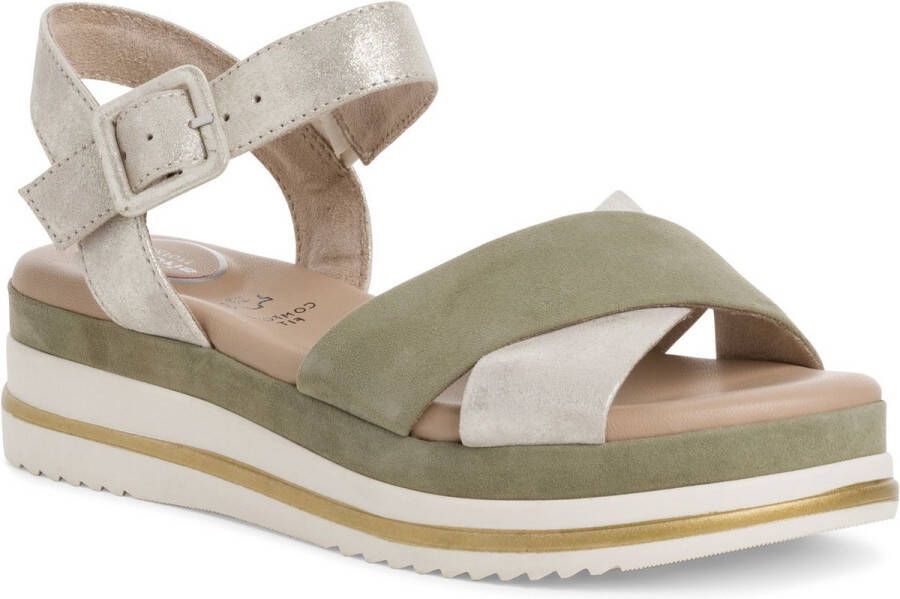 Tamaris Comfort Sandalen met hak groen Leer Dames