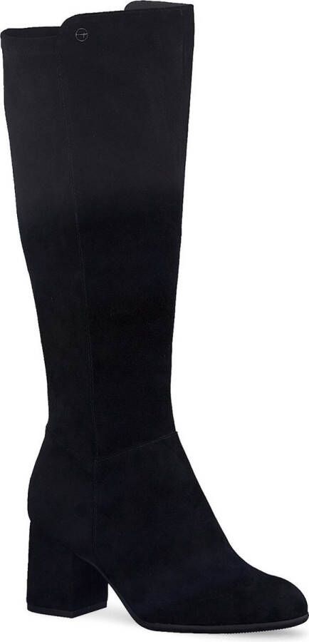 Tamaris Comfortabele zwarte suède laars met uitneembaar voetbed Black Dames