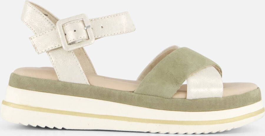 Tamaris Comfort Sandalen met hak groen Leer Dames - Foto 2