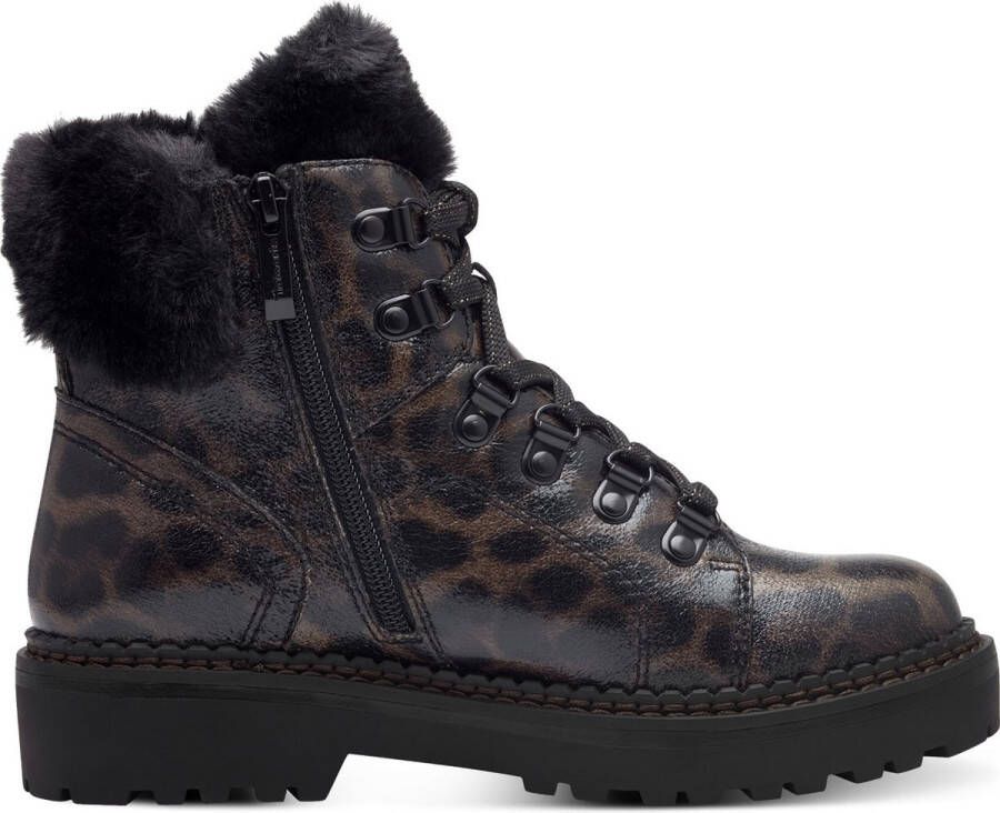 Tamaris Leopard Veterboots zwart Textiel