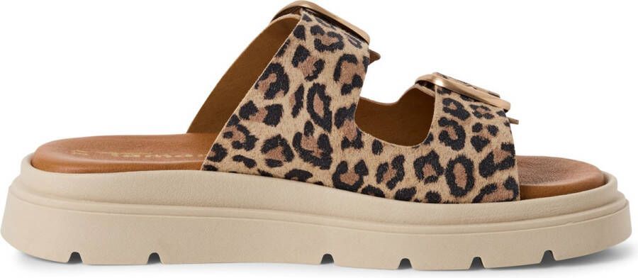 Tamaris Leopard Slippers bruin Leer Dames