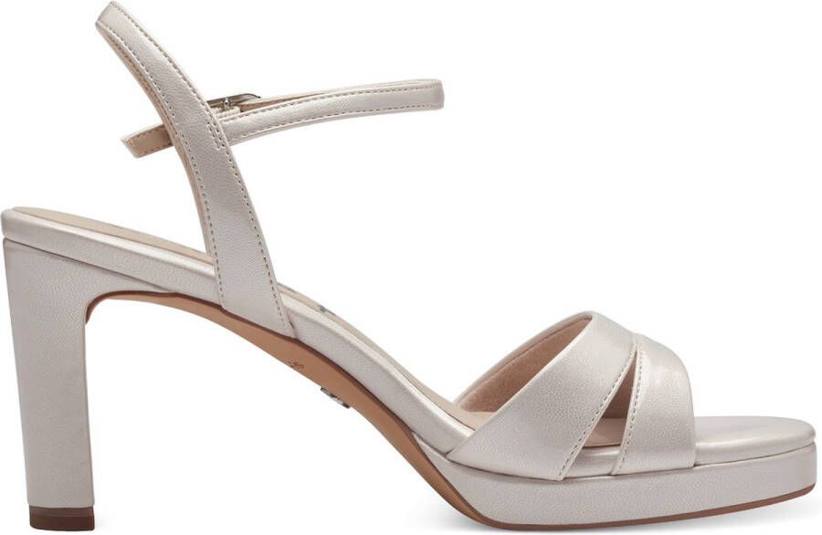 Tamaris Metallic Gouden Vegan Sandalette met 7 5 cm Hak Yellow Dames