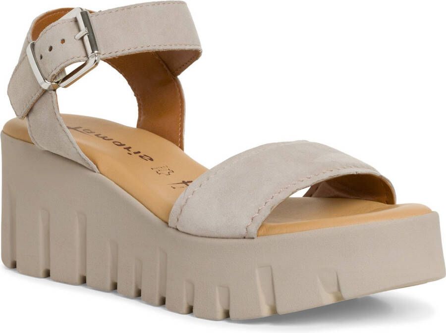 Tamaris Sandalen van leer met geprofileerde plateauzool