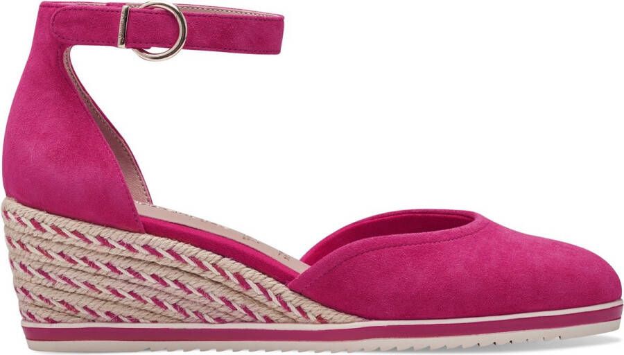 Tamaris Roze Suède Sleehak Espadrille Sandaal Pink Dames