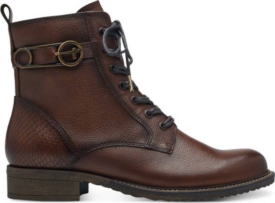 Tamaris Stijlvolle Bruine Leren Veterschoenen Brown Dames