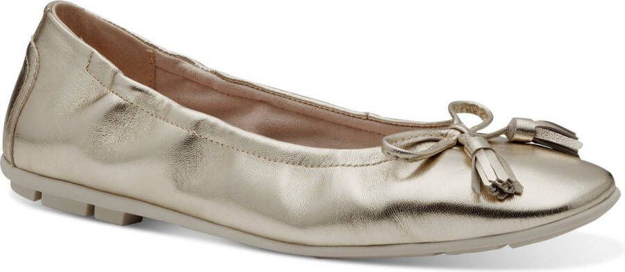 Tamaris Metallic leren ballerina schoenen Yellow Dames