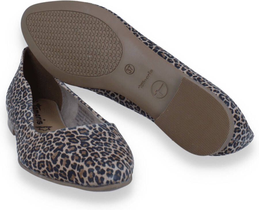 Tamaris Leopard Ballerina's bruin Leer Dames