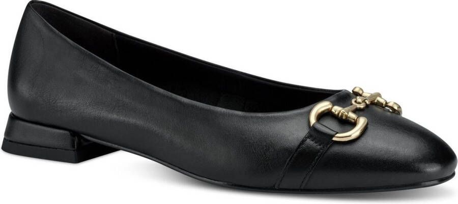 Tamaris Zwarte Leren Ballerina`s Black Dames