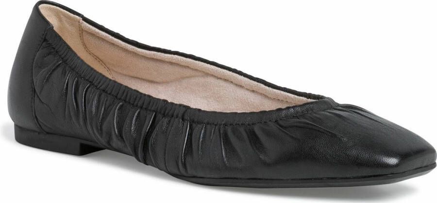 Tamaris Casual Ballerina Zwart Leer Kleine Hak Black Dames